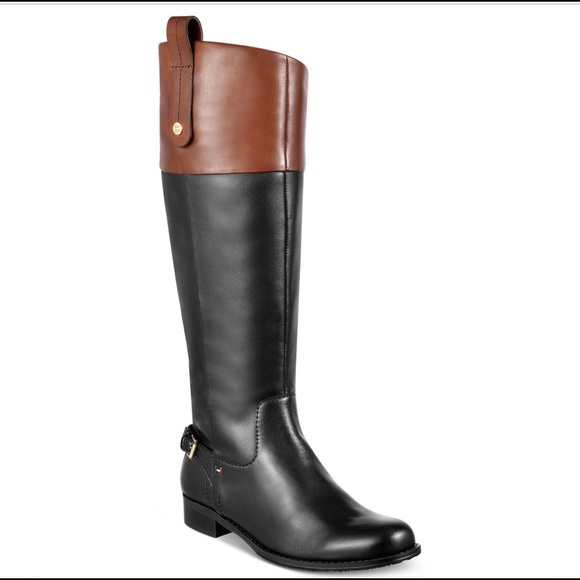 tommy hilfiger brown leather boots